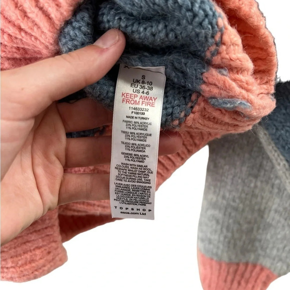 Women’s pink and blue round neck top shop knitted sweater - Picture 3 of 3